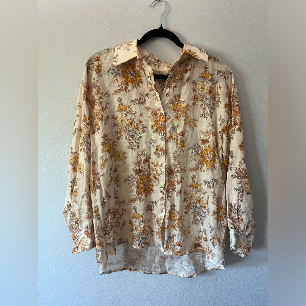 Spell & The Gypsy Collective Meadowland Linen Blouse Size XS - Picture 5 of 7